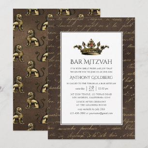 Invitación Bronze Gold Vintage Heraldic Bar Mitzvah