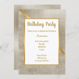INVITACIÓN BRONZE METALLIC GOLD EMBOSS LOOK BIRTHDAY