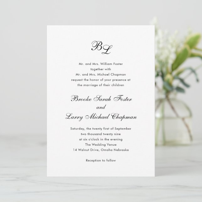 Invitación Brooke Classic Script Monograma Elegante Boda (Anverso de pie)