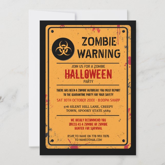 Invitación Brote de Zombie Invita a Halloween Diversión de ad (Anverso)