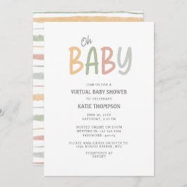 Invitación Brotes de pincel Pastel Oh Baby Shower virtual par