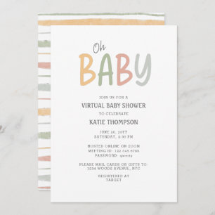 Invitación Brotes de pincel Pastel Oh Baby Shower virtual par