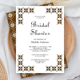 Invitación Brown and Black Ukrainian Embroidery Bridal Shower