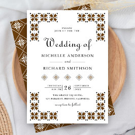 Invitación Brown and Black Ukrainian Embroidery Wedding