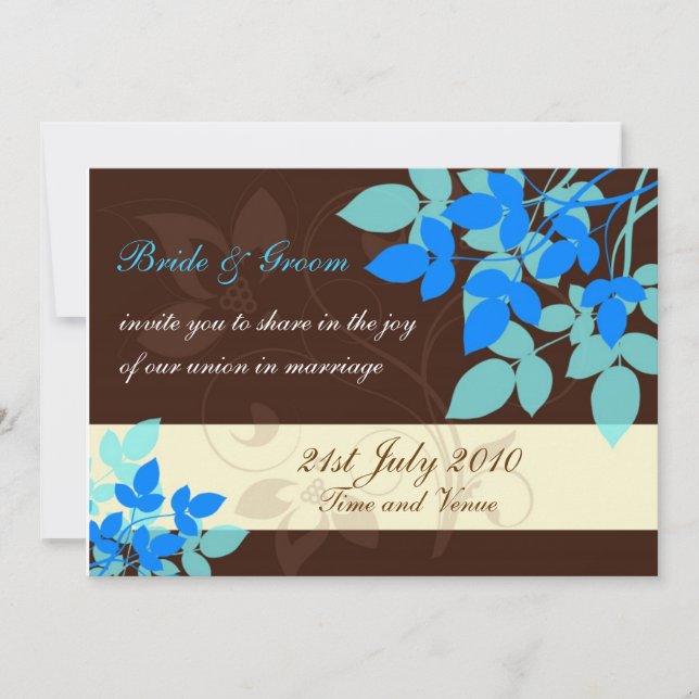 Invitación Brown and Blue Wedding Invitation (Anverso)