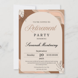 Invitación Brown and Cream Aesthetic Retirement Party Photo 