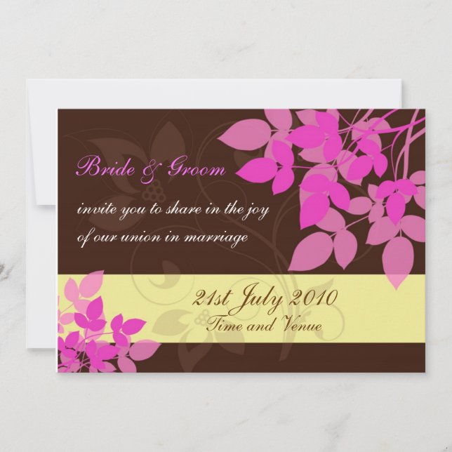 Invitación Brown and Pink Wedding Invitation (Anverso)