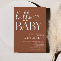 Brown Boho Bohemian Hello Baby Baby Shower