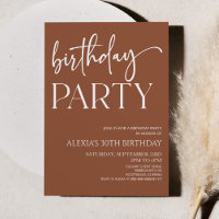 Brown Boho Bohemian Minimal Birthday Party