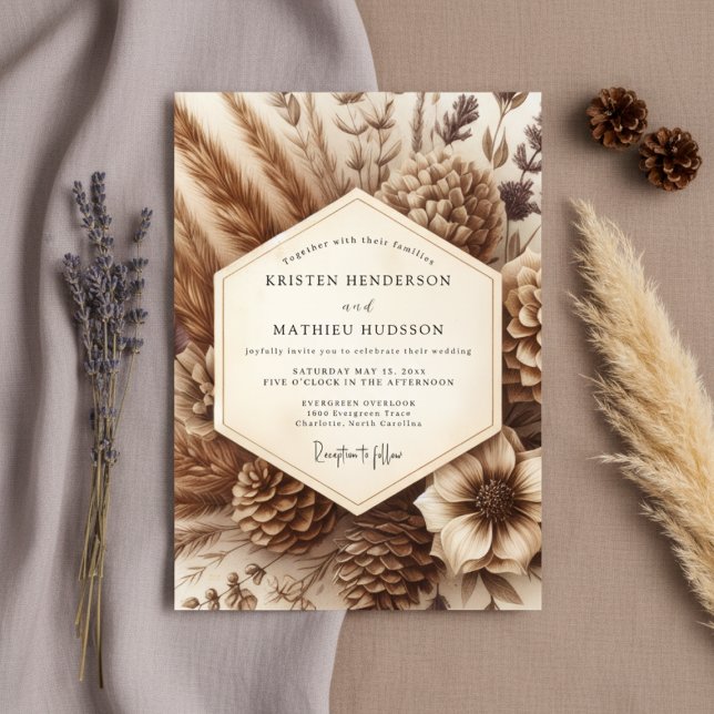 Invitación Brown Botanical Woodland Wedding (Subido por el creador)