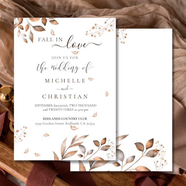 Invitación Brown Cae En El Amor Boda De Foliage De Otoño (Subido por el creador)