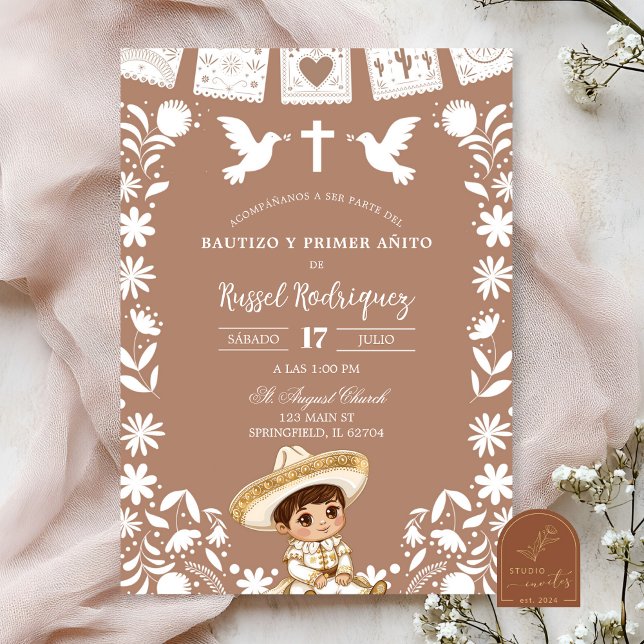 Invitación Brown Cielito Lindo Boy Baptism and First Birthday (Subido por el creador)