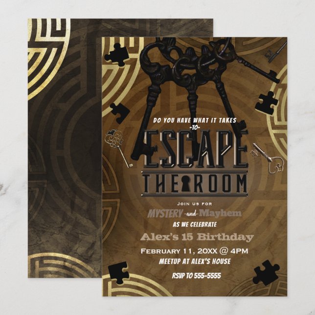 Invitación Brown Escape de la habitación Asesinando al mister (Anverso / Reverso)