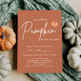 Invitación Brown Fall Little Pumpkin Baby Shower