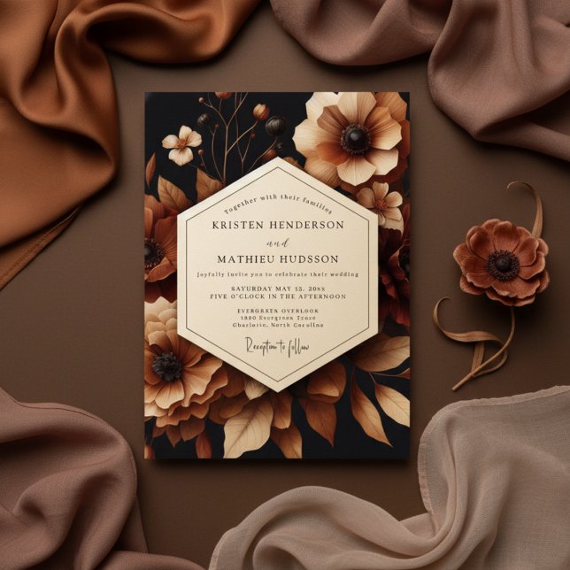 Invitación Brown Floral Opulent Wedding (Subido por el creador)