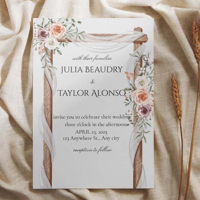 Invitación Brown  Geometric Floral Wedding Invitation (Subido por el creador)