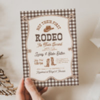 Invitación Brown Gingham Not Their First Rodeo