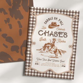 Invitación Brown Gingham Rope Rodeo Invitation
