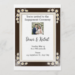 Invitación Brown & Gold Frame Wedding Engagement