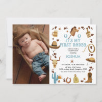 Brown My First Rodeo Cowboy Photo First Birthday