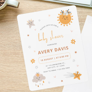 Invitación Brown & Naranja Sky Baby Shower