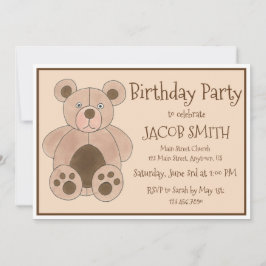 Invitación Brown Plush Teddy Bear Baby Shower Birday Party