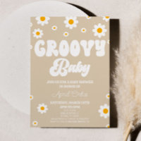 Brown Retro Daisy Flower Groovy Baby Baby Shower
