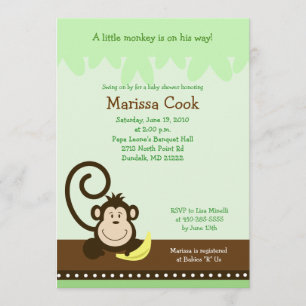 Invitación Brown Silly Monkey Jungle Boy Baby Shower 5x7