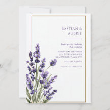 Brown Thin Frame Purple Lavender Sprig Wedding