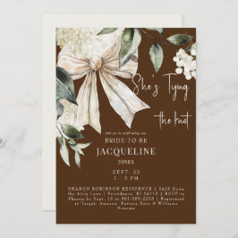 Invitación Brown Tying the Knot Bow Hydrangea Wedding Shower
