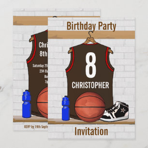 Invitación Brown y fiesta de cumpleaños roja del jersey del