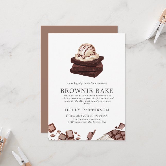 Invitación Brownie Bake | Pequeña reunión temática de hornear (Anverso/Reverso In Situ)