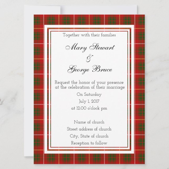Invitación Bruce Scottish Wedding Invitation (Anverso)