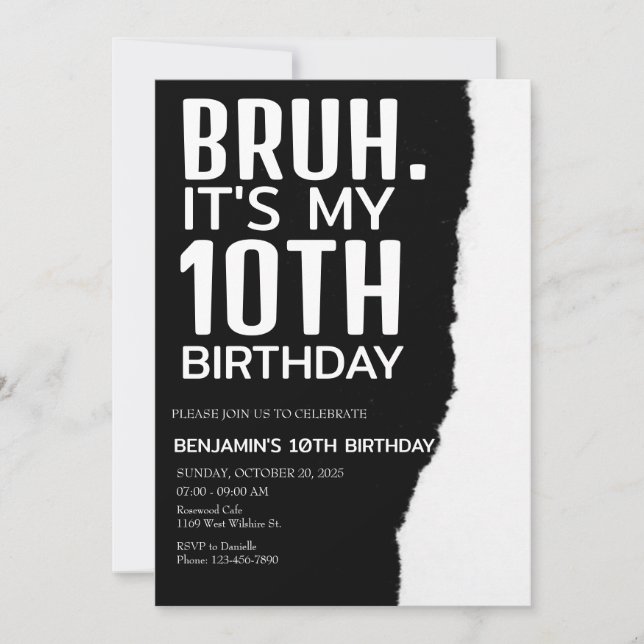 Invitación Bruh Birthday Invitation, Bruh es mi cumpleaños (Anverso)
