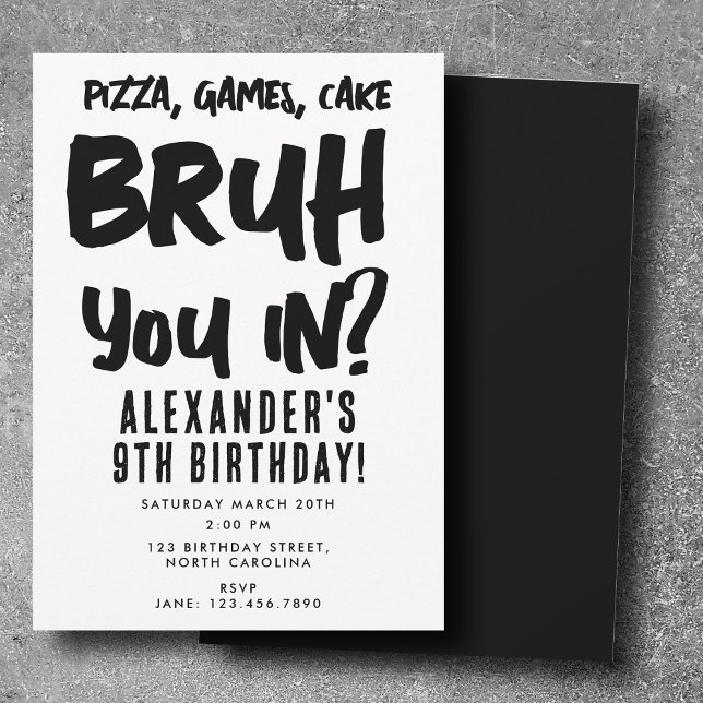 Invitación Bruh Boy es un adolescente de fiesta de cumpleaños (Bruh Boy's Teenager Birthday Party Teen Boy Invitation)