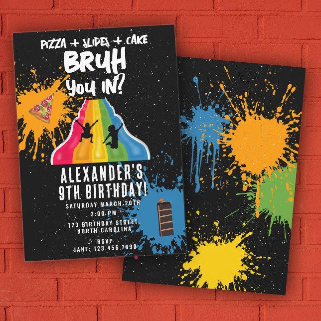 Invitación Bruh Boy's Birthday Indoor Slide Park Playground (Bruh Boy's Birthday Indoor Slide Park Playground Invitation)