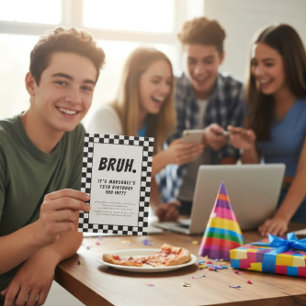 Invitación Bruh cumpleaños de niños de jequera negros y blanc