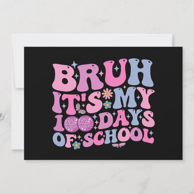Invitación Bruh es mi disco de mariposa de 100 días escolares (Anverso)