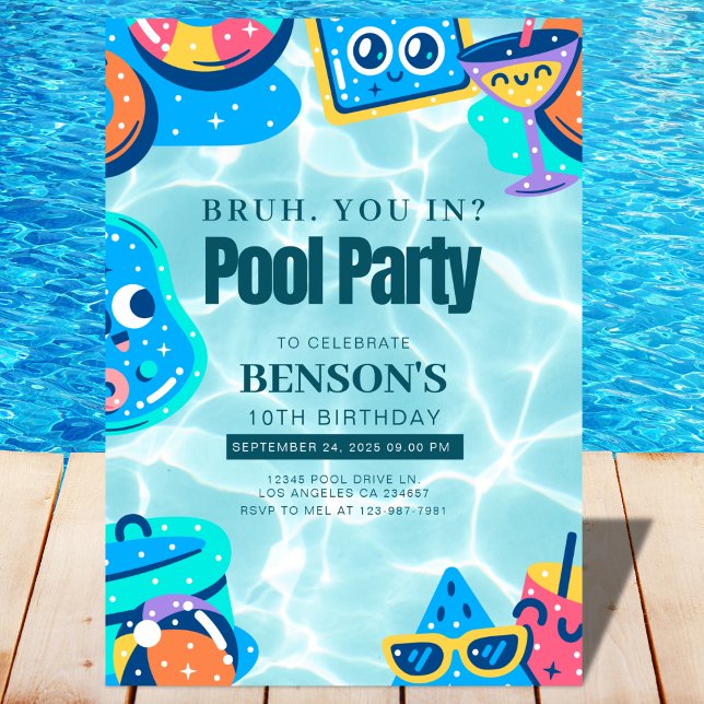 Invitación BRUH, ¿estás adentro? Cumpleaños de Natación (Subido por el creador)