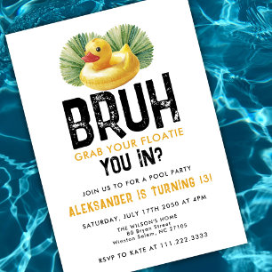 Invitación Bruh estás en la fiesta de piscina Chico de cumple