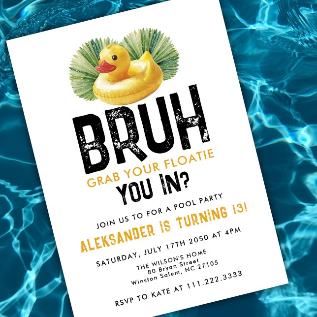 Invitación Bruh estás en la fiesta de piscina Chico de cumple (Subido por el creador)