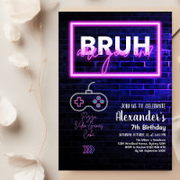 Bruh, ¿Estás? Neon Arcade Video Games Boy Birday