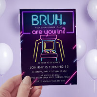 Bruh, ¿Estás? Neon Arcade Video Games Boy Birday