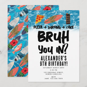 Invitación Bruh, ¿Estás? Niño Adolescente Cumpleaños Pizza Su