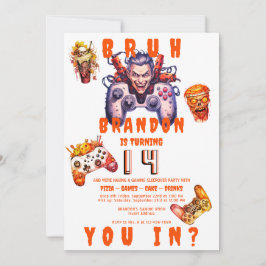 Invitación BRUH Halloween Adolescente Cumpleaños Videojuego S
