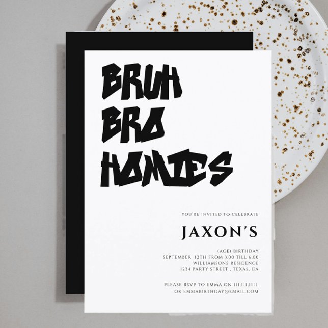 Invitación BRUH hermano homie moderno entre cumpleaños Invita (Subido por el creador)