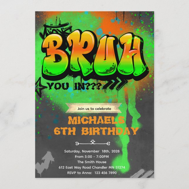 Invitación Bruh It's My Birthday Invitation (Anverso)