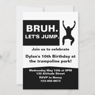 Invitación Bruh Let's Jump, Trampoline Party Invitation, DIY,