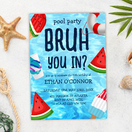 Invitación Bruh Pool Fiesta Boy Cumpleaños