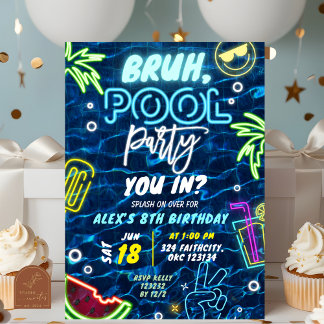 Invitación Bruh you in Pool Fiesta Splash Summer Birday